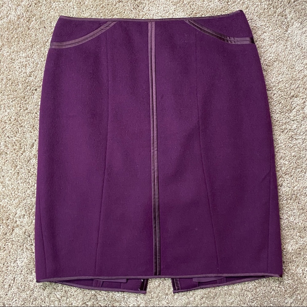 Ann Taylor Purple Wool Pencil Skirt 8